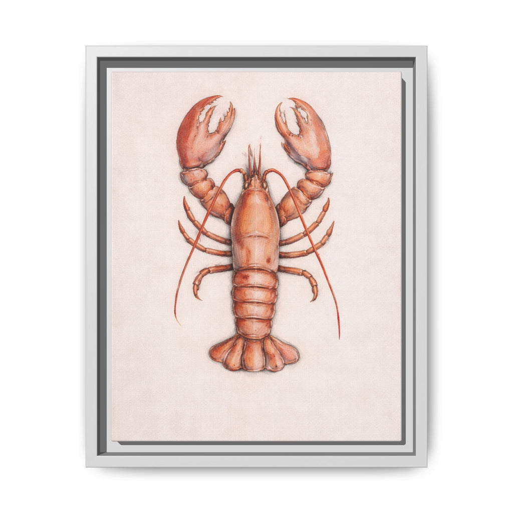 Framed Lobster Canvas Print — Coastal Nautical Wall Art