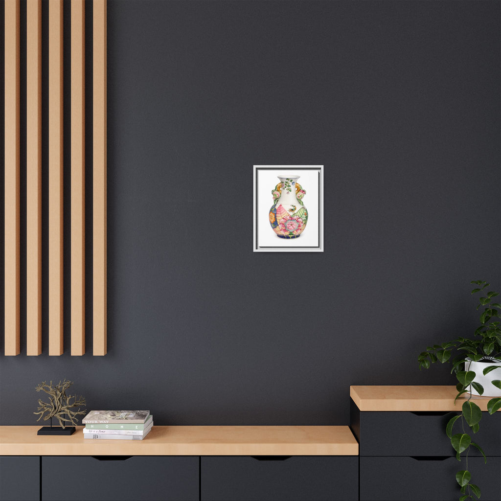 Floral Porcelain Tobacco Leaf Vase | Framed Canvas Art