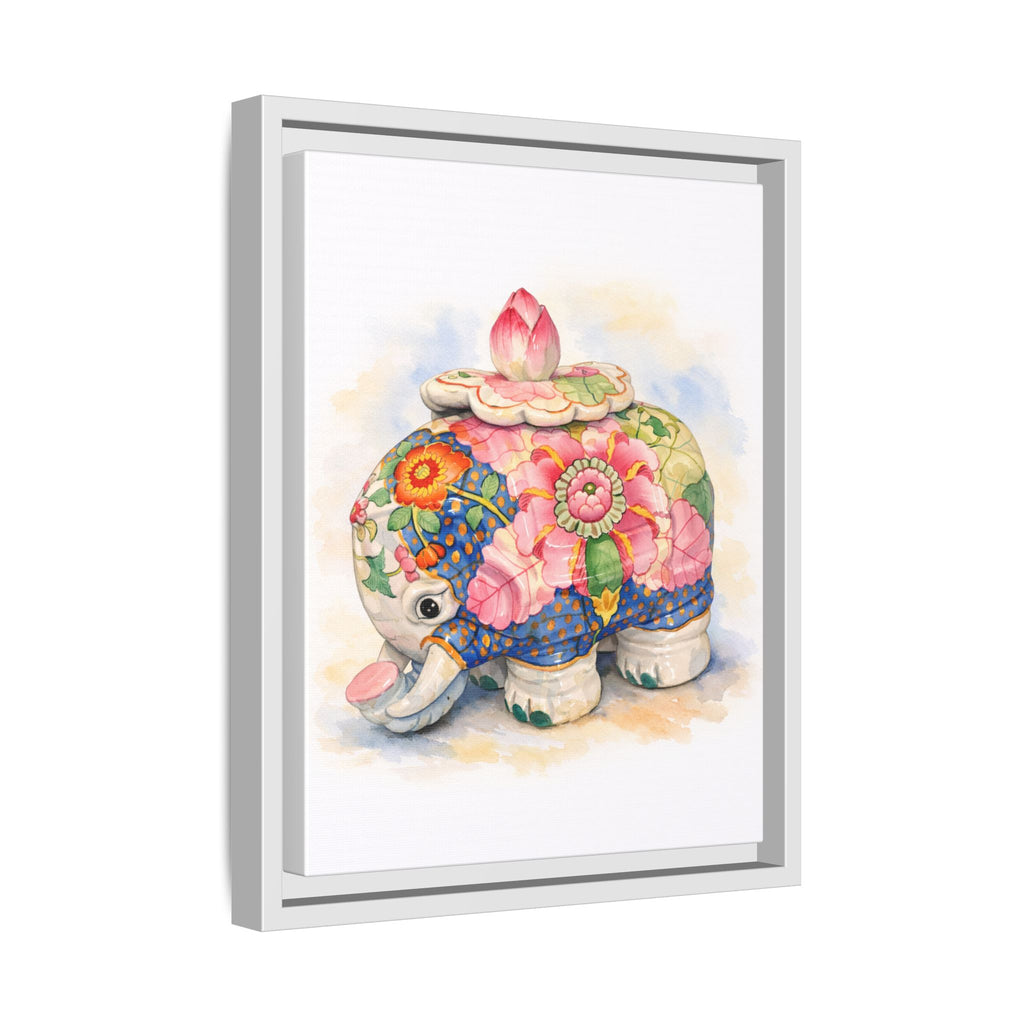Framed Floral Elephant Canvas Print