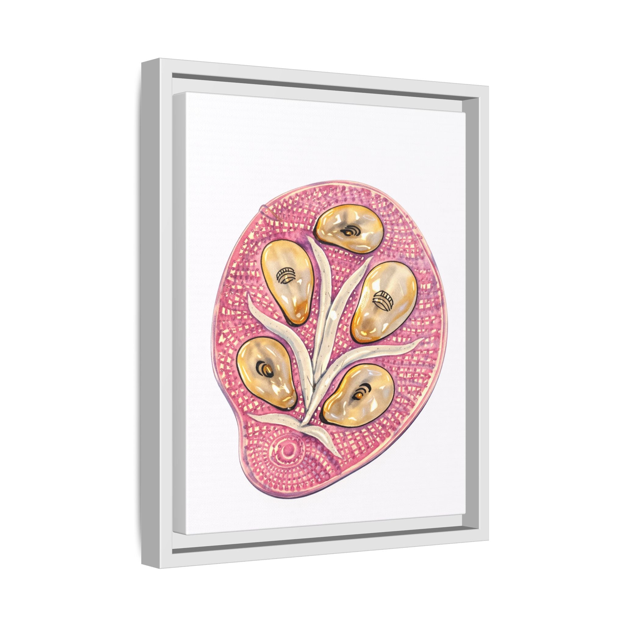 Botanical Oyster Plate Art Print — Framed Matte Canvas Wall Art