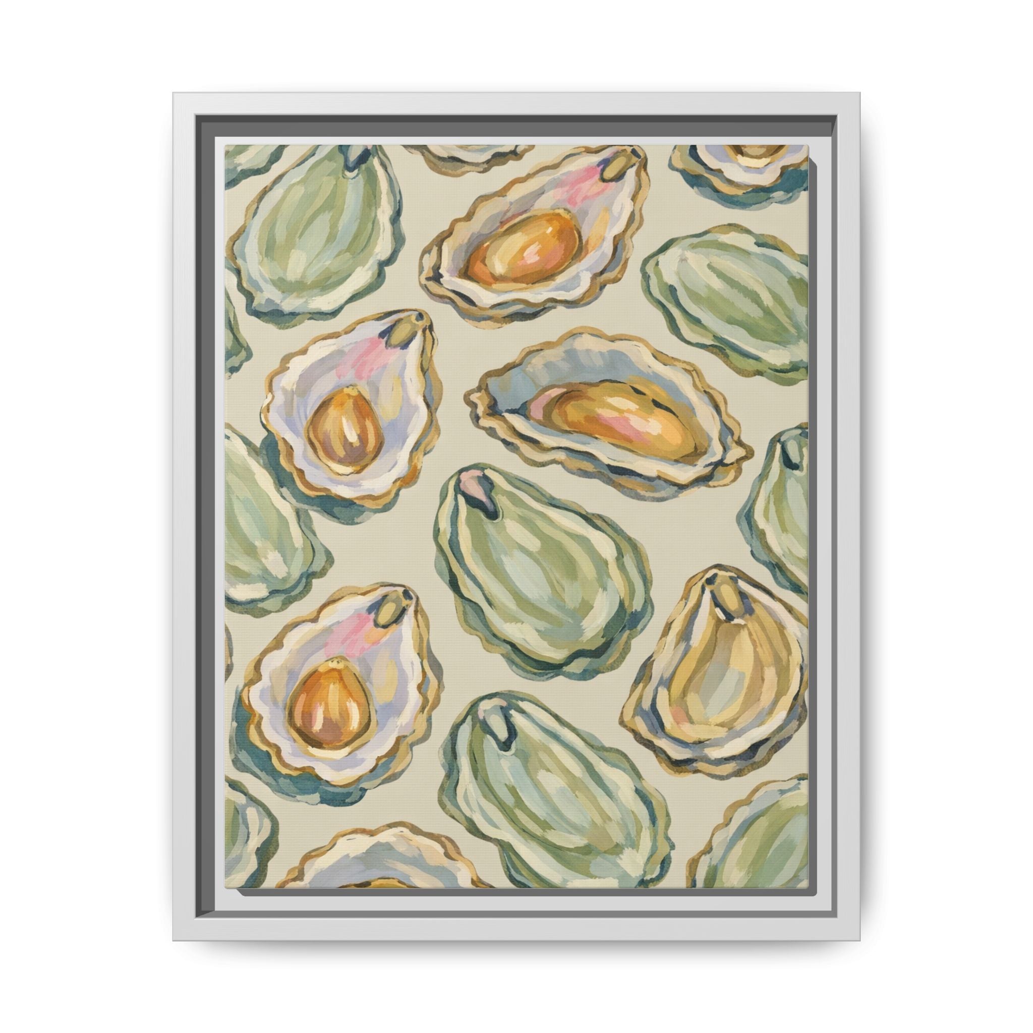 Oyster Shell Art Print — Framed Matte Canvas Wall Decor