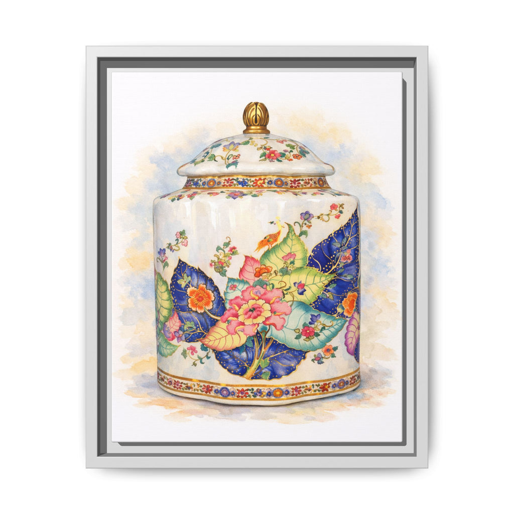 Framed Floral Ginger Jar Canvas Print