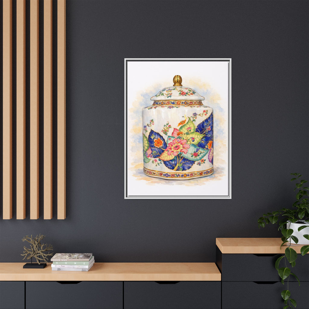 Framed Floral Ginger Jar Canvas Print