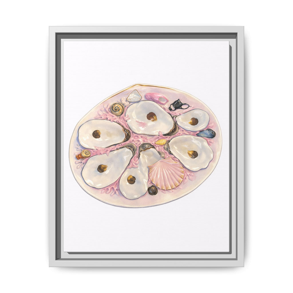 Oyster Shells Coastal Art Print — Framed Matte Canvas