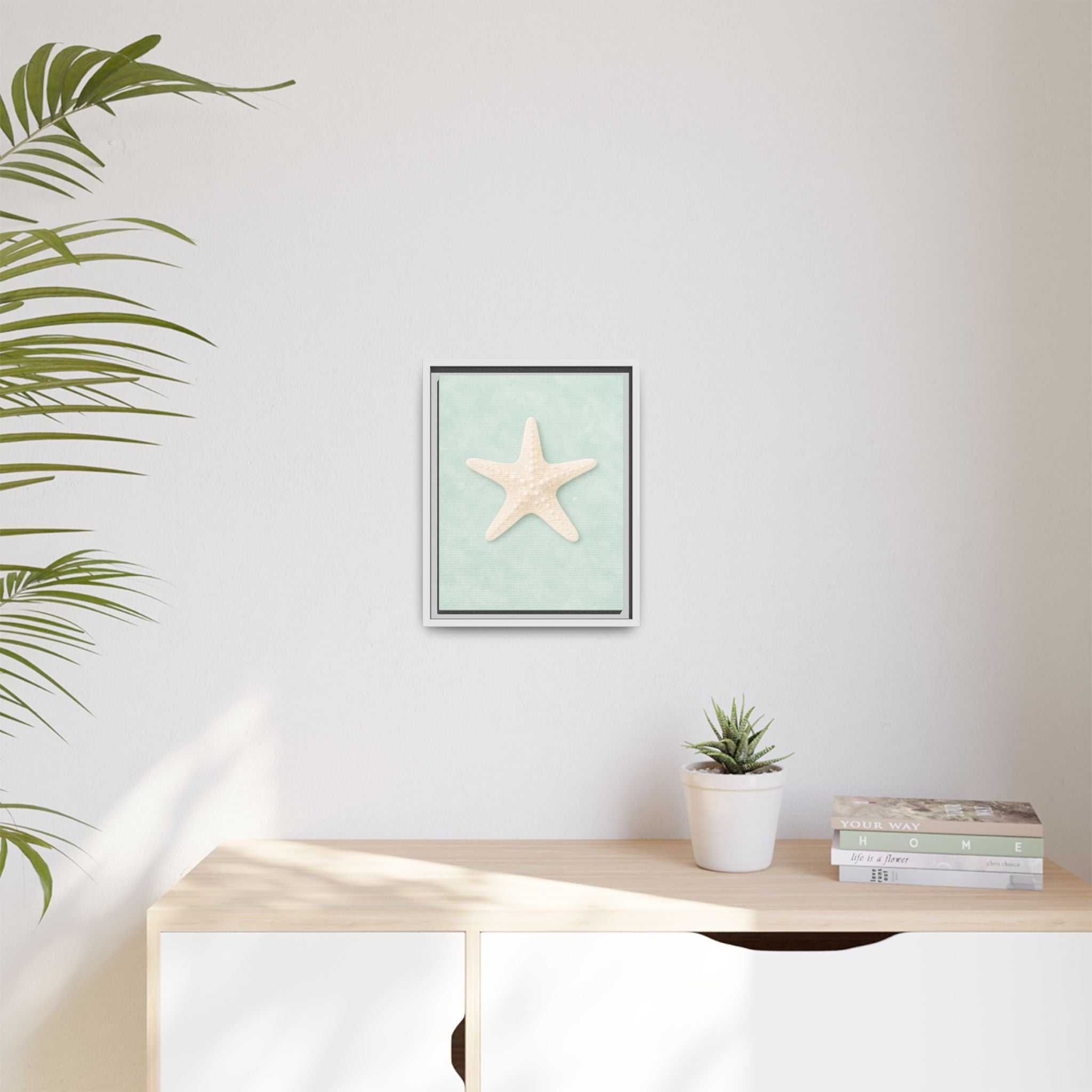 Framed Starfish Canvas Print — Coastal Beach Wall Art