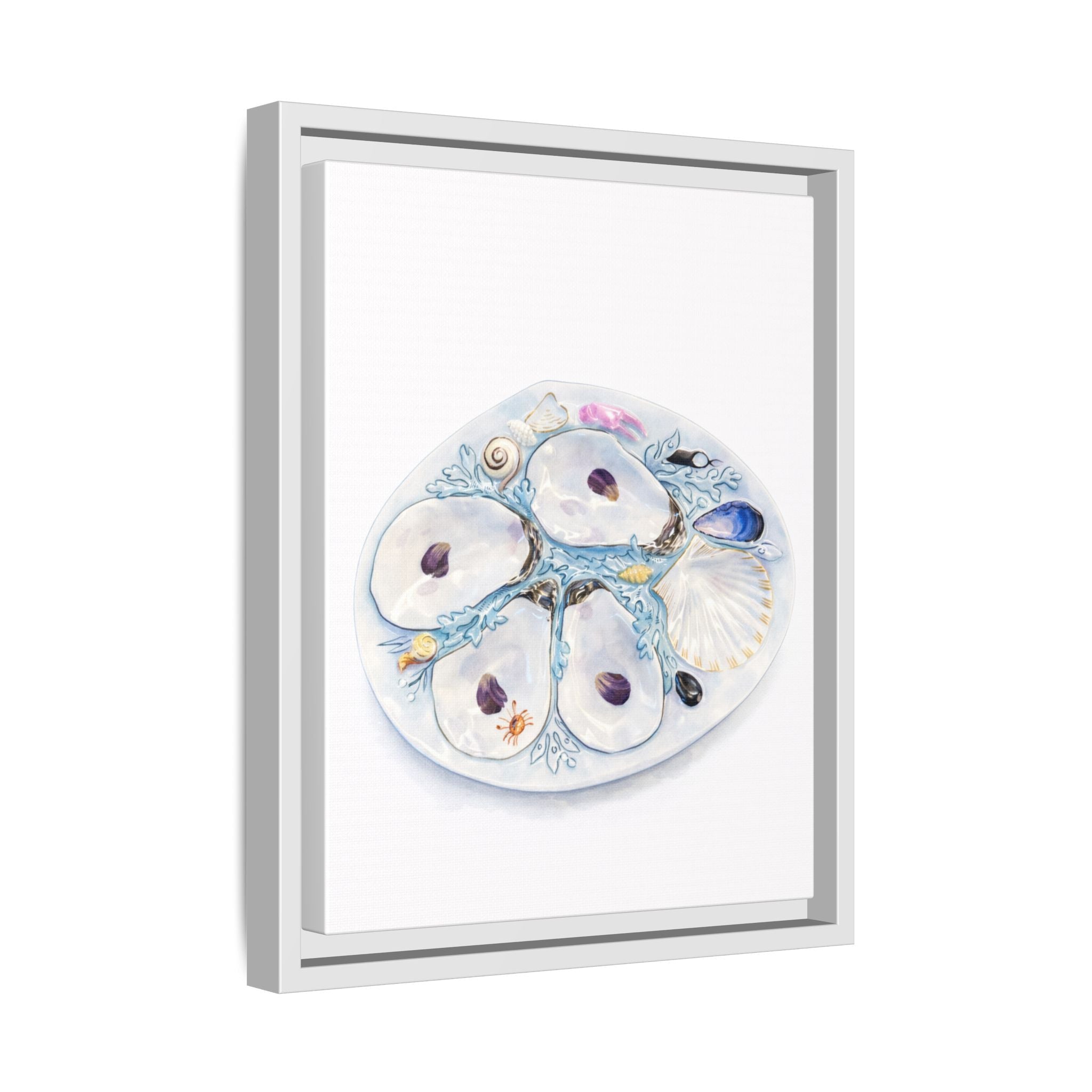 Oyster Shell Watercolor Canvas Print — Framed Matte Beach Wall Art