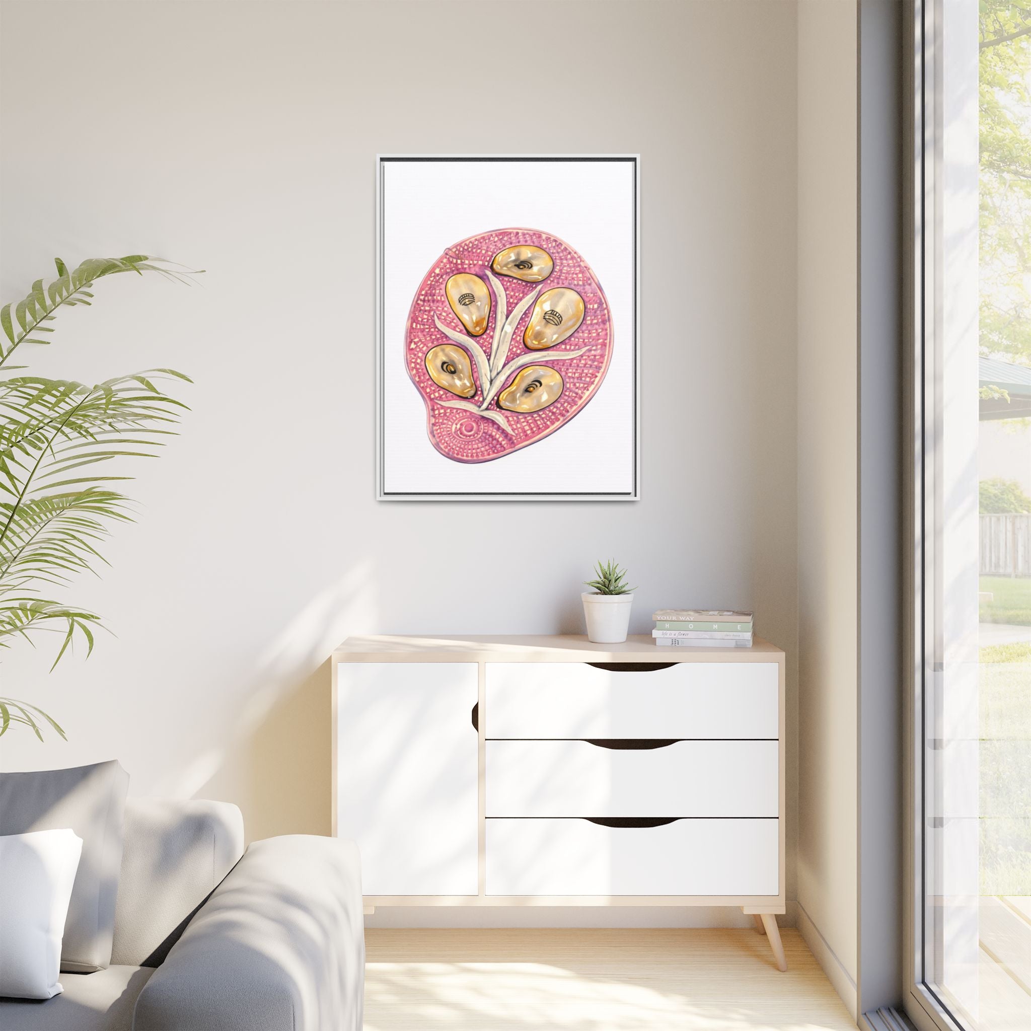 Botanical Oyster Plate Art Print — Framed Matte Canvas Wall Art