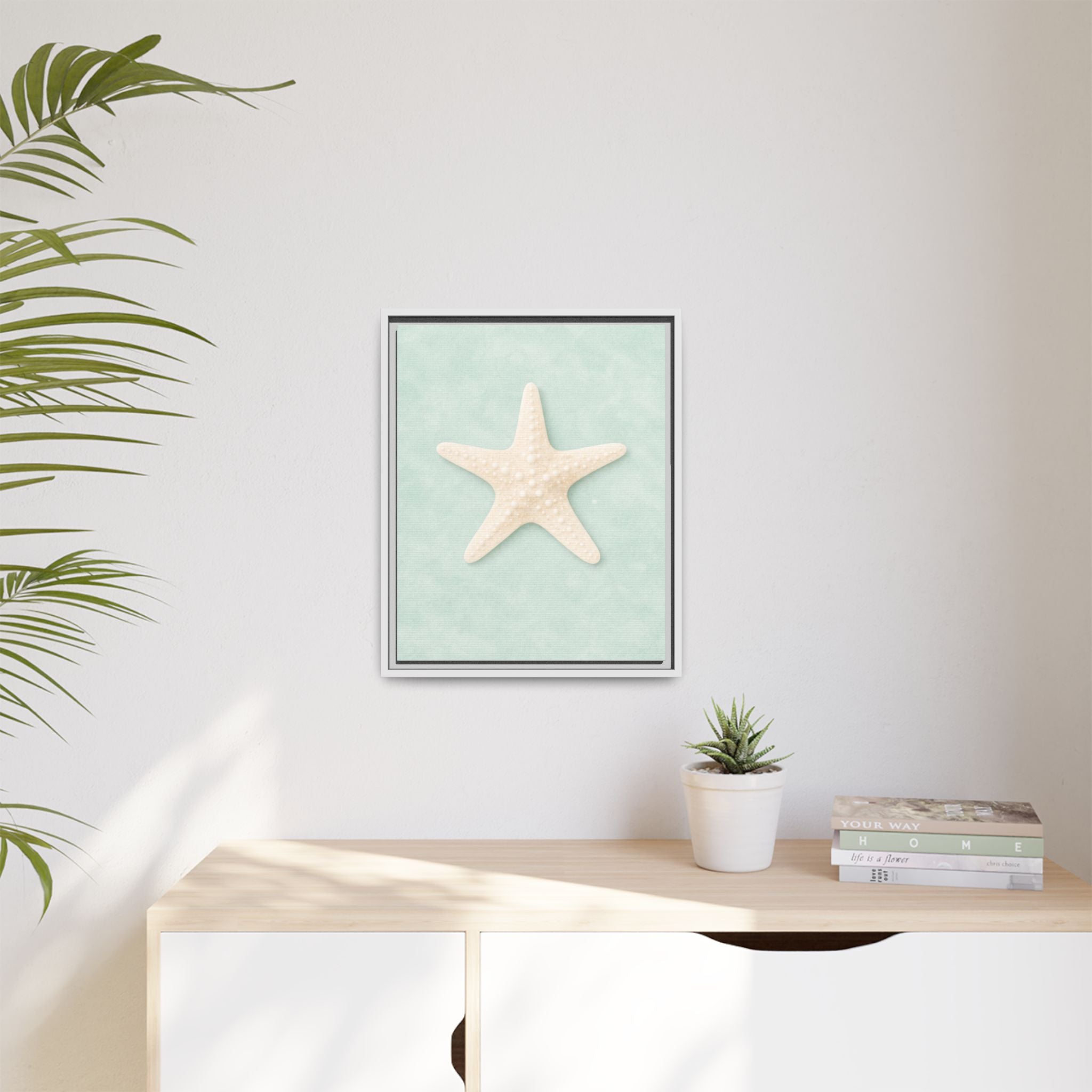 Framed Starfish Canvas Print — Coastal Beach Wall Art