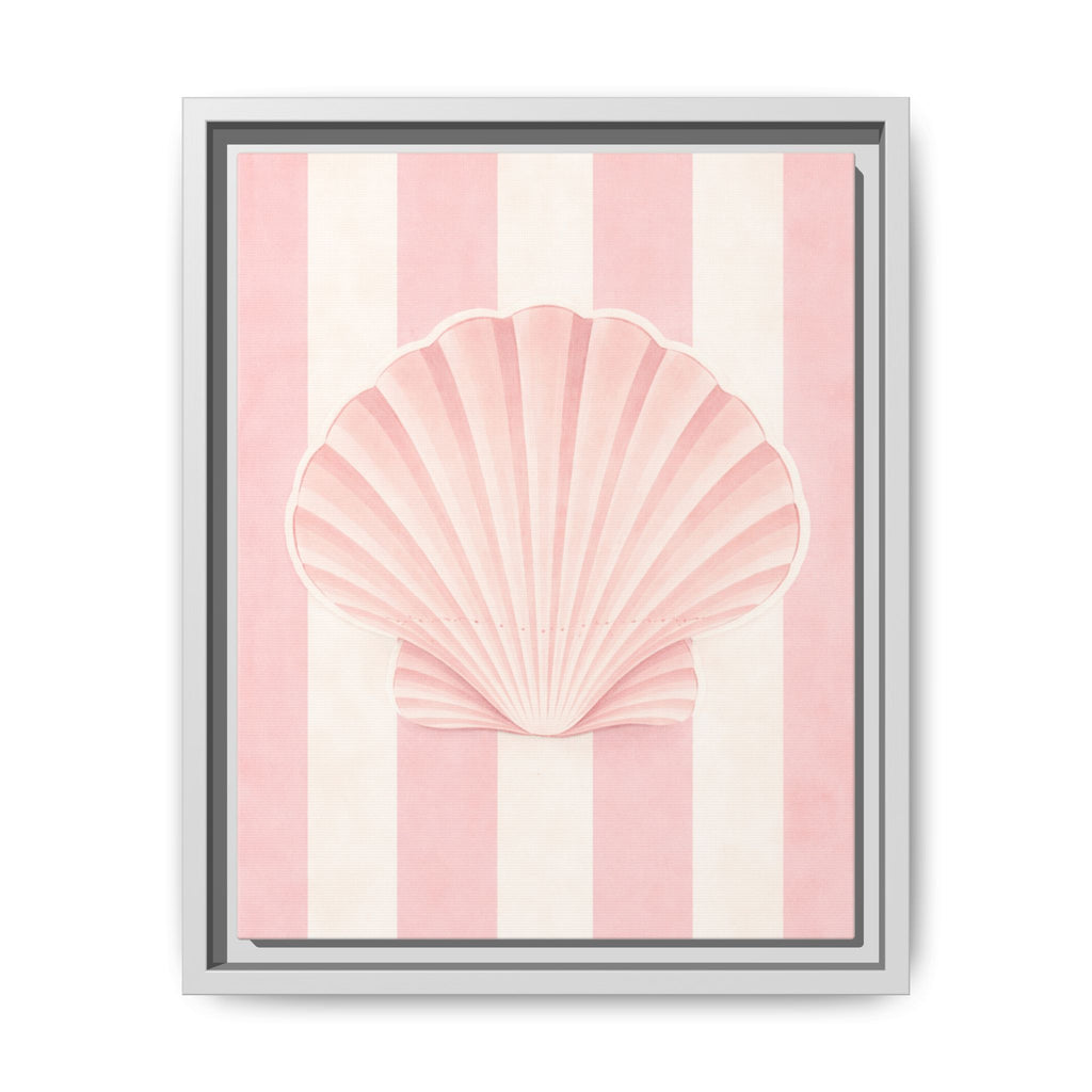 Seashell Wall Art Canvas — Pink Striped Framed Print