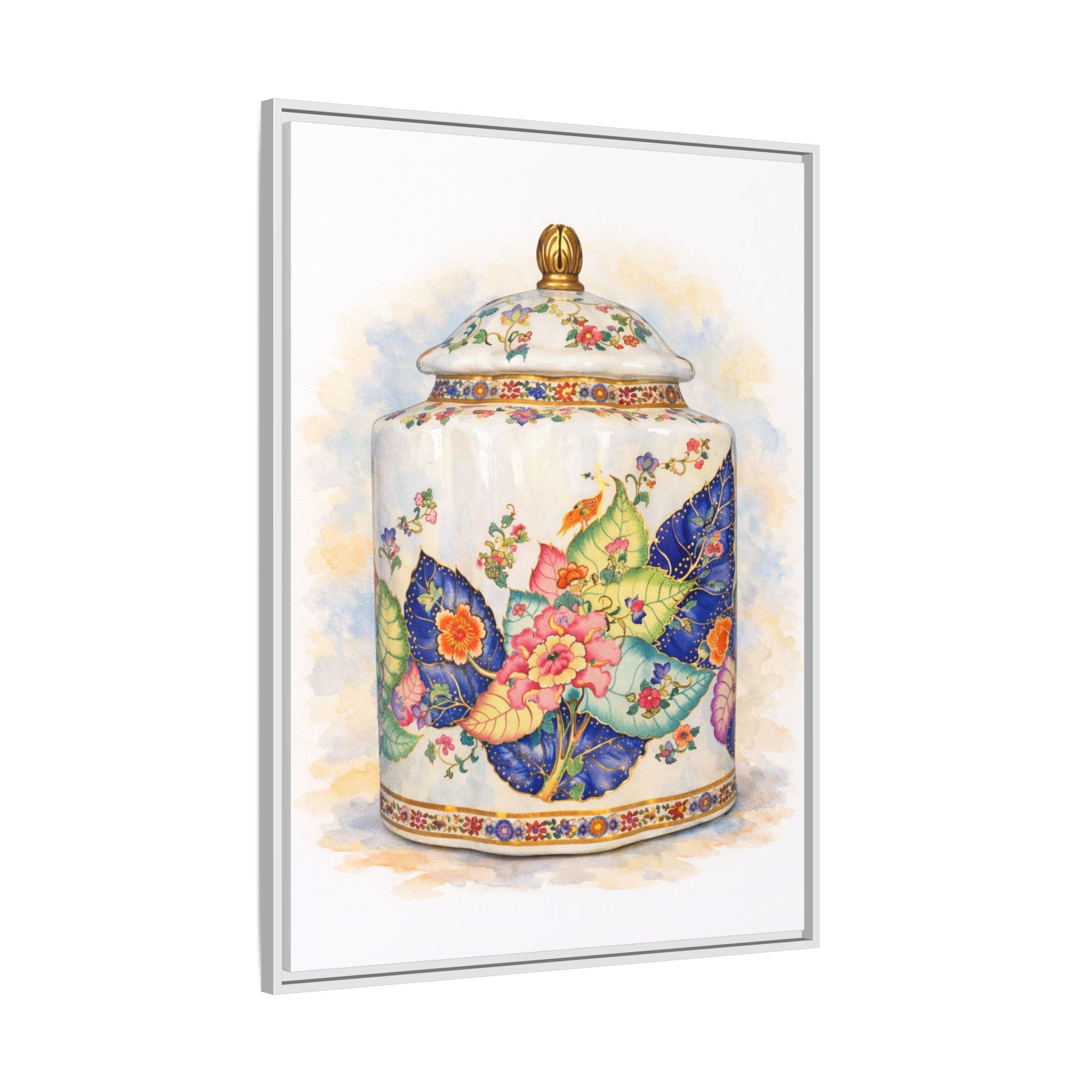 Framed Floral Ginger Jar Canvas Print