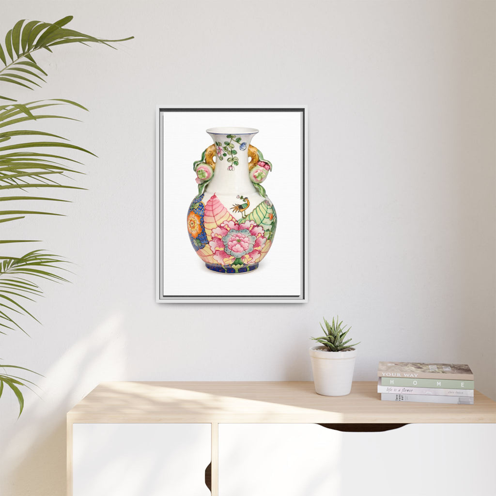 Floral Porcelain Tobacco Leaf Vase | Framed Canvas Art