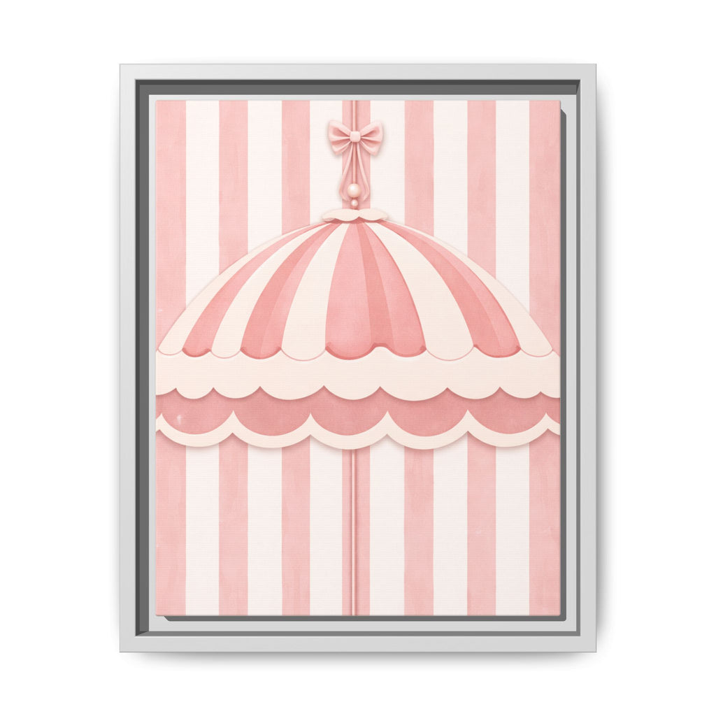 Pink Carousel Canopy Framed Canvas Art — Nursery Wall Decor