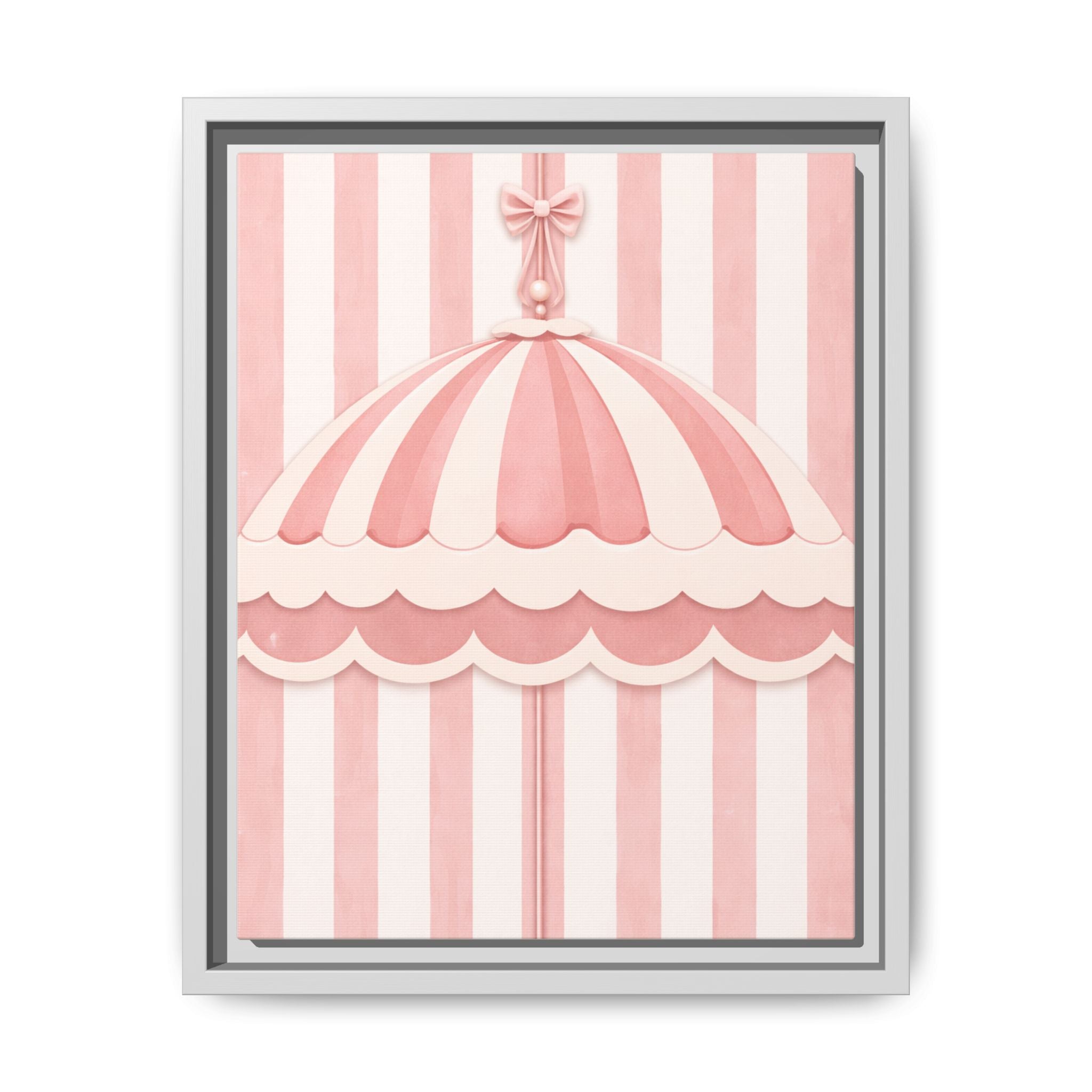 Pink Carousel Canopy Framed Canvas Art — Nursery Wall Decor