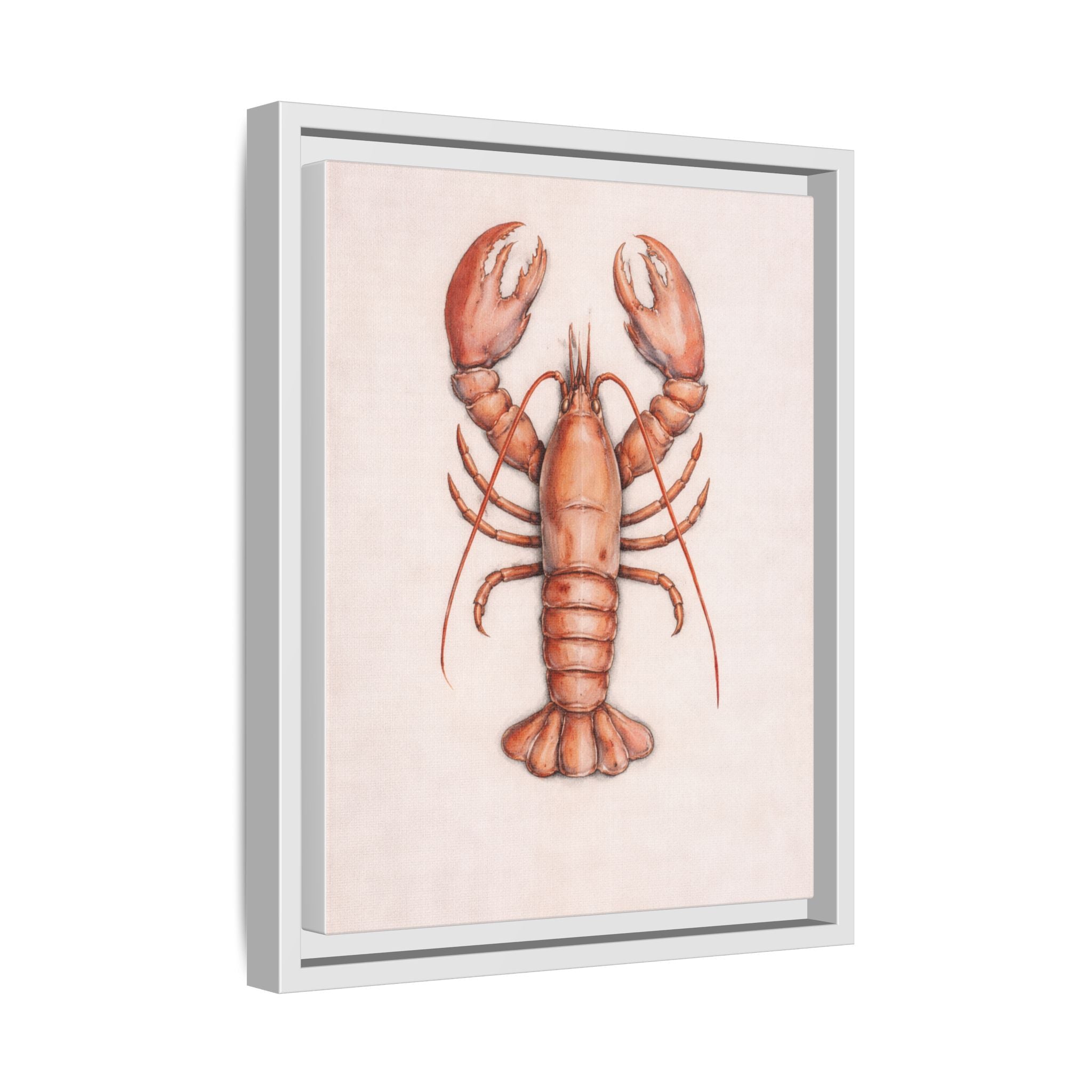 Framed Lobster Canvas Print — Coastal Nautical Wall Art